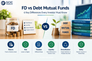 FD vs debt mutual funds comparison highlighting returns, risk, taxation, liquidity, and diversification.